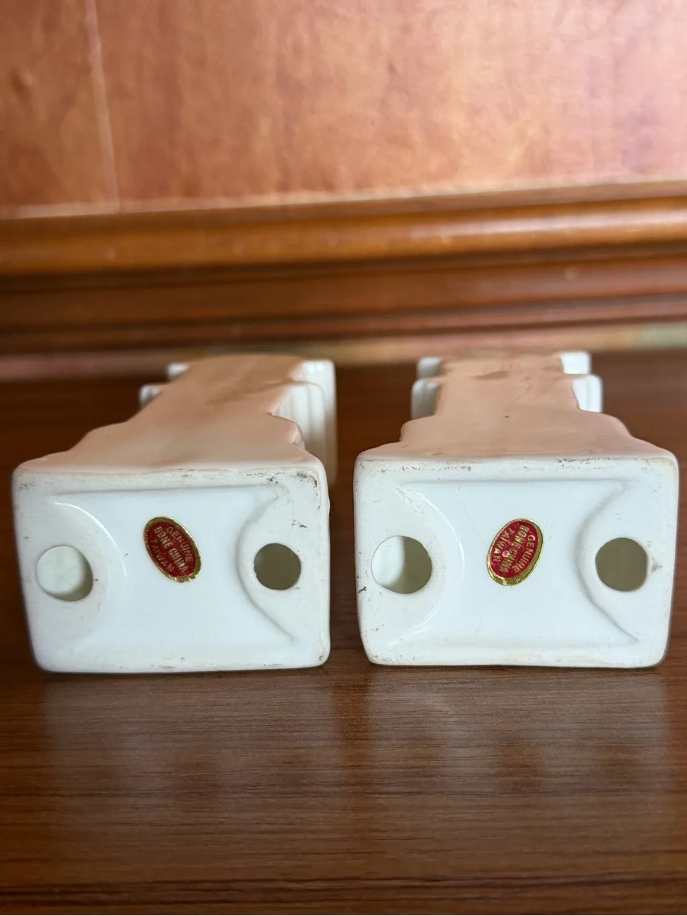 Pair Vintage Miniature Grandfather Clock Porcelain Figurines Floral Taiwan Set 2